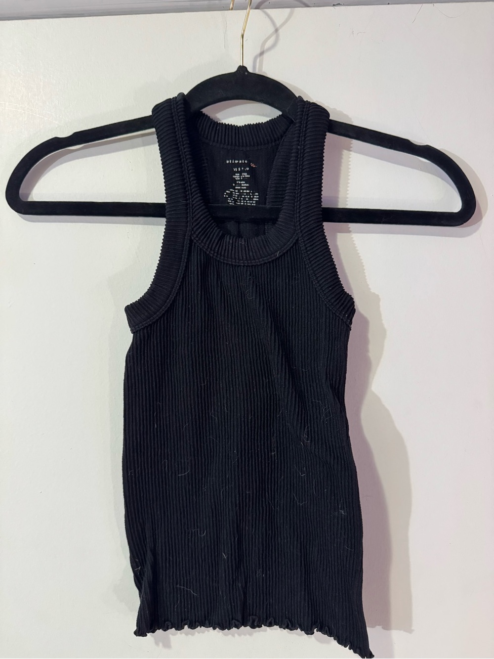 Free People Intimately Black Ribbed Tank Top